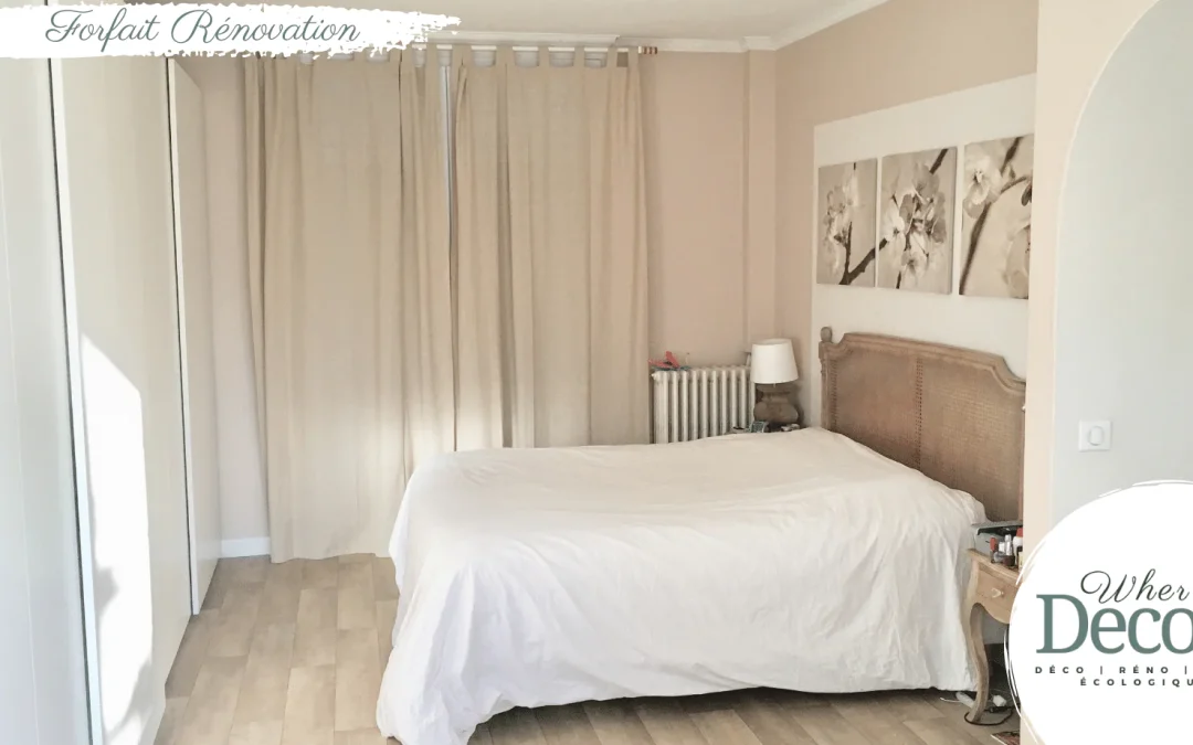 wherdeco-decoration-renovation-home_staging-ecologique-duvertdansladeco-realisations-Chambre_parentale-Hors_du_temps Projet architecture d'intérieur, décoration d'intérieur WHERDeco - chambre