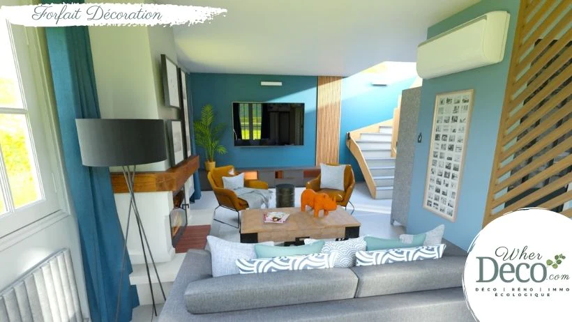 wherdeco-decoration-renovation-home_staging-ecologique-duvertdansladeco-realisations-piece_de_vie-je_suis_bleu_de_toi-apres8 Projet architecture d'intérieur, décoration d'intérieur WHERDeco - salon